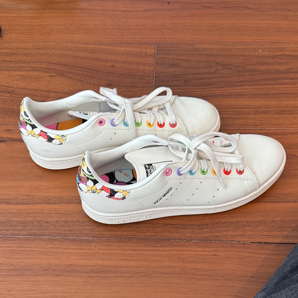 Adidas White Sneakers with Multicolor Details